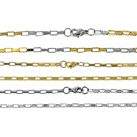 Cadena del collar de acero inoxidable, chapado, cadena de rectángulo, más colores para la opción, 5x1.5x2.5mm, longitud:aproximado 20 Inch, Vendido por Sarta