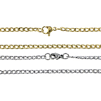 Fashion Stainless Steel Necklace Chain, plated, curb chain Approx 19 Inch 