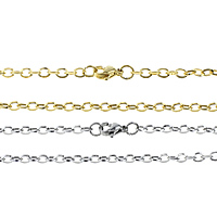 Мода нержавеющей стали ожерелье цепь, нержавеющая сталь, Другое покрытие, Овальный цепь, Много цветов для выбора длина:Приблизительно 17 дюймовый, продается Strand