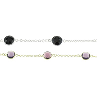 Glas Perlen Kette, mit Messing, plattiert, Oval-Kette & facettierte, keine, 19.5x13x5mm, 3x2.5mm, verkauft von m