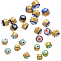 Zink Legierung Evil Eye Perlen, Zinklegierung, blöser Blick, goldfarben plattiert, Emaille, keine, 5mm, Bohrung:ca. 1mm, verkauft von PC