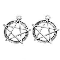 Zinc Alloy Star Pendant, pentagram, antique silver color plated Approx 2.7mm 