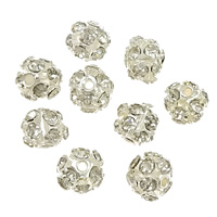 Ball Rhinestone Spacer, Brass, Round, plated, with A grade rhinestone Grade A, 6mm Approx 1mm 