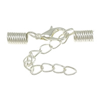 Iron Lobster Claw Cord Clasp, plated, with cord coil Approx 3mm 