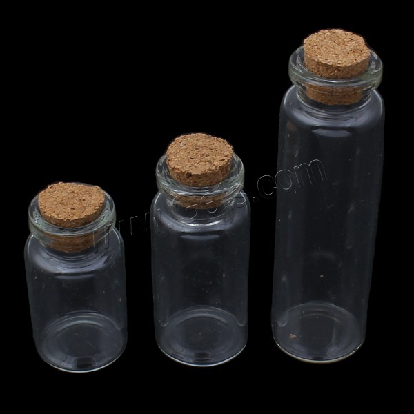 Glass Bead Container, with wood stopper, transparent & different size for choice, 20PCs/Bag, Sold By Bag