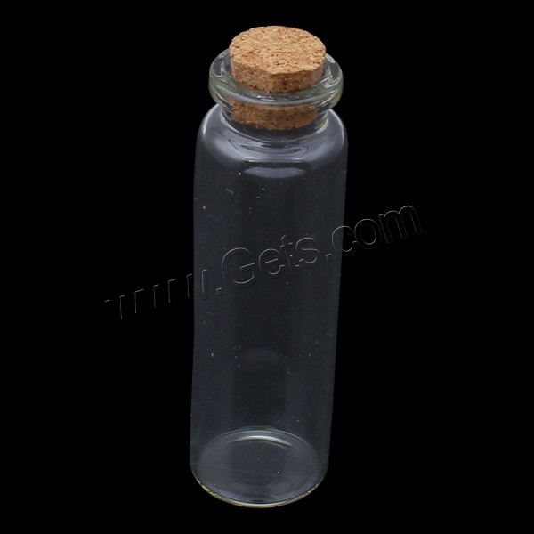Glass Bead Container, with wood stopper, transparent & different size for choice, 20PCs/Bag, Sold By Bag
