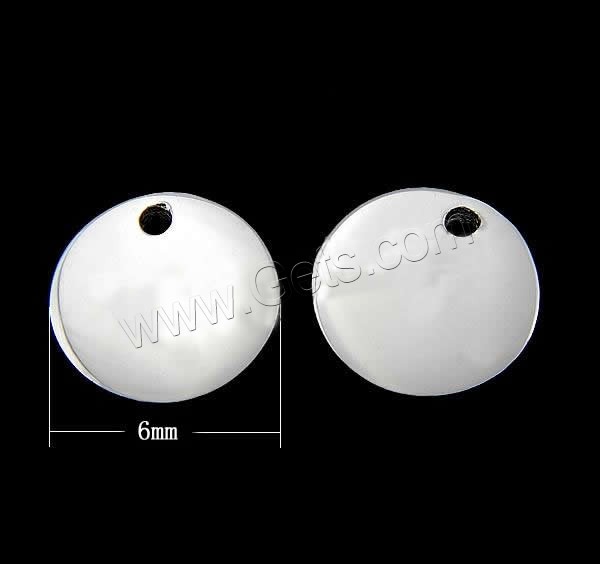 Sterling Silver Tag, 925 Sterling Silver, Flat Round, plated, Customized, more colors for choice, 6x6x0.5mm, Hole:Approx 1mm, Sold By PC