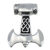 Stainless Steel Thor Hammer Pendant, 316L Stainless Steel, Axe, blacken Approx 6mm 