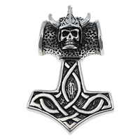 Stainless Steel Thor Hammer Pendant, 316L Stainless Steel, Hammer of Thor, blacken Approx 11mm 