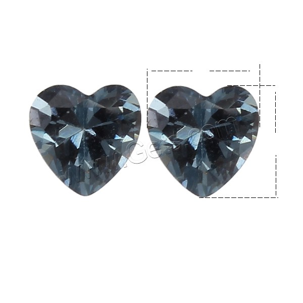 Cubic Zirconia Cabochons, Heart, different size for choice & rivoli back & faceted, more colors for choice, Grade AAA, 100PCs/Bag, Sold By Bag