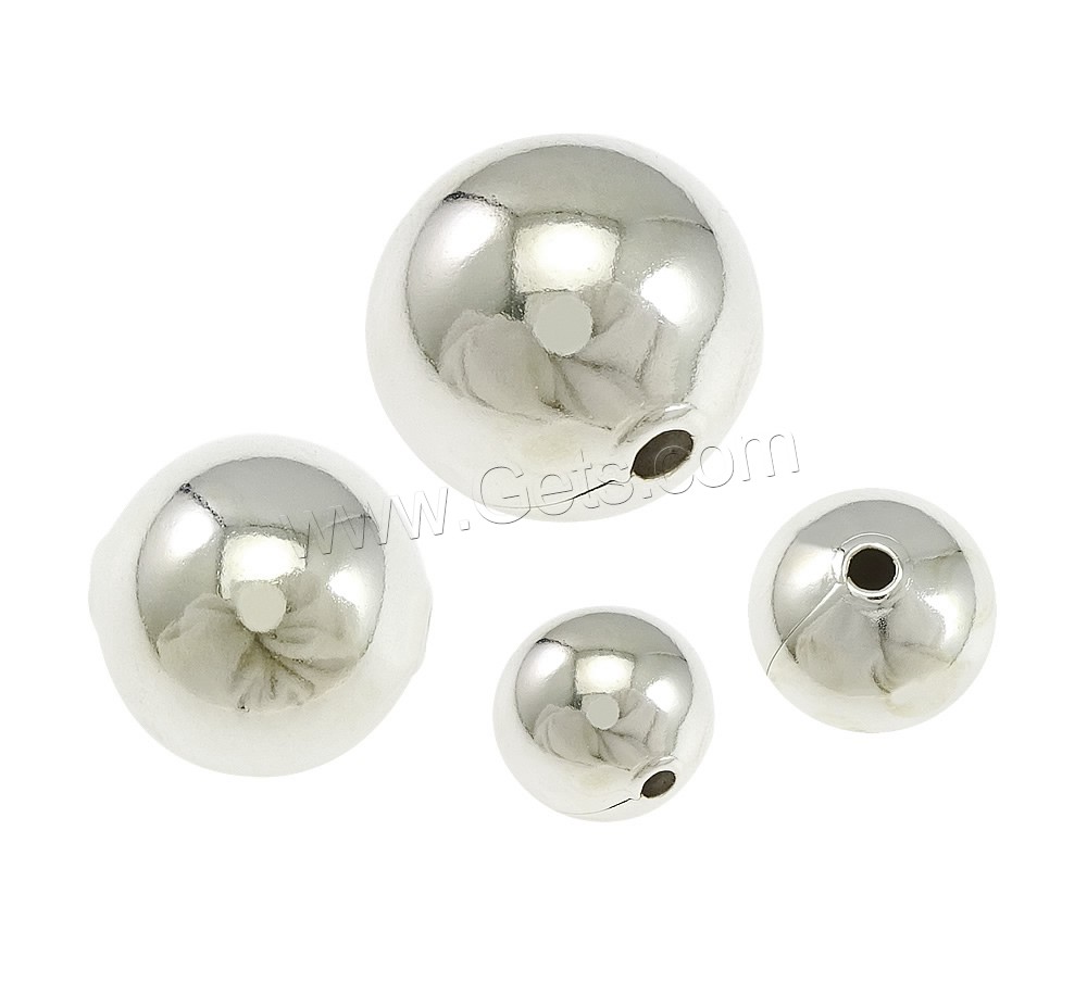 Brass Smooth Beads, Round, silver color plated, different size for choice, Sold By PC
