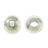 Brass Smooth Beads, Round, silver color plated, 6mm Approx 2.5mm 