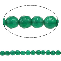 Natürliche grüne Achat Perlen, Grüner Achat, rund, Weitere Größen für Wahl & facettierte, Bohrung:ca. 1-1.5mm, Länge:ca. 14.5 ZollInch, verkauft von Strang