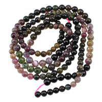 Natürlicher Turmalin Perlen, rund, verschiedene Größen vorhanden, farbenfroh, Länge:ca. 16 ZollInch, verkauft von Strang