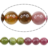 Natürlicher Turmalin Perlen, rund, verschiedene Größen vorhanden, farbenfroh, Länge:ca. 16 ZollInch, verkauft von Strang