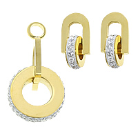 Fashion Stainless Steel Jewelry Sets, pendant & earring, plated 37mm  19mm Approx 5mm 