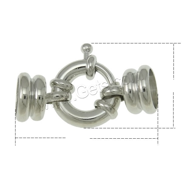 Brass Spring Ring Clasp, platinum color plated, with bead tip & different size for choice, nickel, lead & cadmium free, Sold By PC