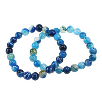 Lace Agate Bracelets, Blue Agate, Round, natural, Customized Approx 7.5 Inch 