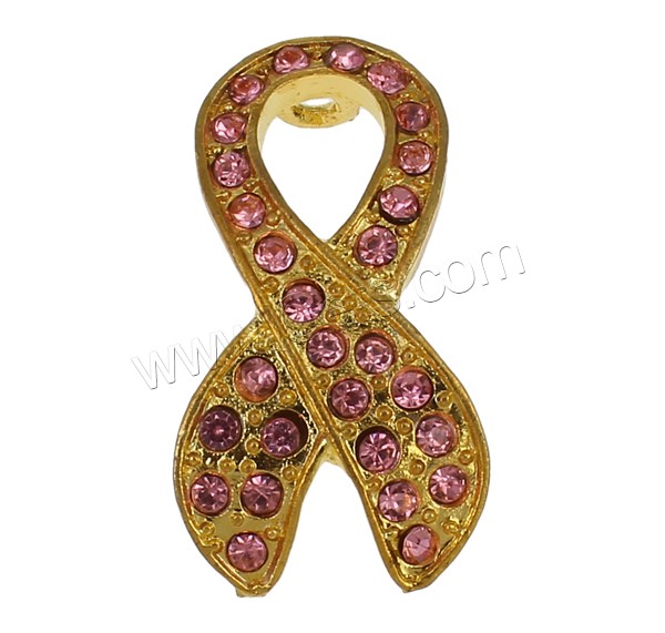 Awareness Ribbon Pendant, Zinc Alloy, plated, with rhinestone, more colors for choice, nickel, lead & cadmium free, 18x33x9mm, Hole:Approx 2mm, Sold By PC