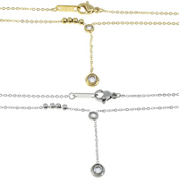 Zirkonia Edelstahl Halskette, plattiert, Oval-Kette & mit kubischem Zirkonia, keine, 6x7x2.5mm, 4.5x7x2mm, 2x3mm, 1mm, Länge:ca. 16 ZollInch, verkauft von Strang