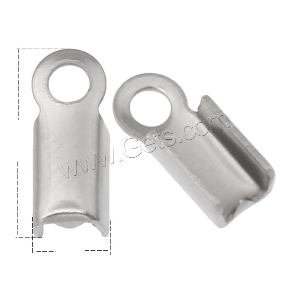 Stainless Steel Cord Tips, different size for choice, original color, Hole:Approx 1mm, Sold By Bag
