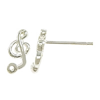 Sterling Silver Stud Earring, argent sterling 925, note de musique, sans embout de boucle d'oreille 0.8mm, Vendu par paire
