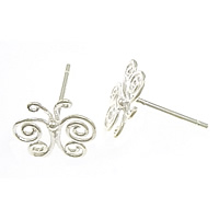 Sterling Silver Stud Earring, argent sterling 925, papillon, sans embout de boucle d'oreille 0.8mm, Vendu par paire