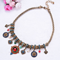 Resin Zinc Alloy Necklace, with Resin, with 1.5Inch extender chain, antique gold color plated, lantern chain & with rhinestone Approx 16.5 Inch 