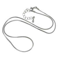 Мода нержавеющей стали ожерелье цепь, Нержавеющая сталь 316, с 2lnch наполнитель цепи, змея цепи, оригинальный цвет, 1.5mm,10mm,4mm длина:Приблизительно 16 дюймовый, продается Strand