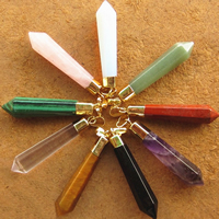 Gemstone Zinc Alloy Pendants, with Zinc Alloy, pendulum, gold color plated, natural Approx 3mm 
