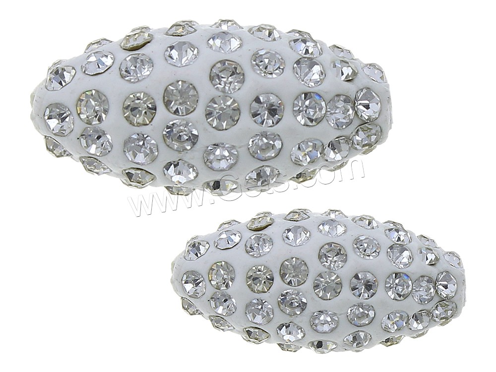 Rhinestone Clay Pave Beads, Oval, different size for choice, white, Hole:Approx 2mm, Sold By PC