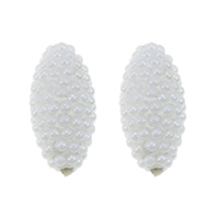 Perles de nacre en verre, Clay Pave, avec perle de verre, ovale, blanc Environ 2mm, Vendu par PC