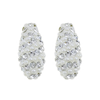 Perlas de Cristal, Arcilla analiar de diamantes de imitación AB, con Perlas de vidrio, Óvalo, Blanco, 10x22mm, agujero:aproximado 1.5mm, Vendido por UD