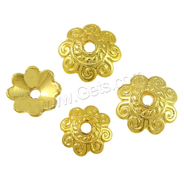 Brass Bead Cap, Flower, real gold plated, different size for choice & high quality plating and never fade, Hole:Approx 1.5mm, Sold By PC