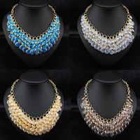 Fashion Statement Necklace, Zinc Alloy, with iron chain & Acrylic, gold color plated, oval chain & faceted nickel, lead & cadmium free, 30-40mm Approx 20 Inch 