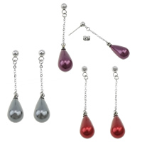 Boucle d'oreille de Perles verre, acier inoxydable, avec perle de verre, larme, plus de couleurs à choisir, 46mm Vendu par paire