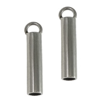 Stainless Steel End Caps, Tube, original color Approx 1.8mm 