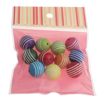 Solide Acryl Perlen, mit OPP, rund, Volltonfarbe & Streifen, gemischte Farben, 20mm, Bohrung:ca. 3mm, 10PCs/Tasche, verkauft von Tasche