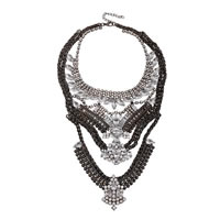 Fashion Statement Necklace, Zinc Alloy, with iron chain & Acrylic, with 5.5cm extender chain, plumbum black color plated, faceted & with rhinestone, nickel, lead & cadmium free, 160mm Approx 14.5 Inch 