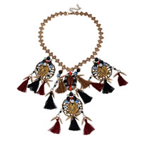 Fashion Statement Necklace, Zinc Alloy, with Nylon Cord & Acrylic, with 7cm extender chain, plated, faceted & with rhinestone, nickel, lead & cadmium free, 150mm Approx 16.5 Inch 