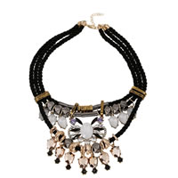 Fashion Statement Necklace, Acrylic, with Nylon Cord & Zinc Alloy, zinc alloy lobster clasp, with 7cm extender chain, plated  & faceted & with rhinestone, 120mm Approx 17.5 Inch 