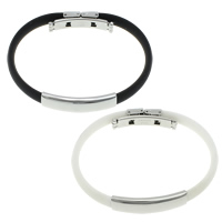Silicone Stainless Steel Bracelets, with Silicone 8mm Approx 7.5 Inch 