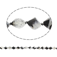 Natürliche Eis Quarz Achat Perlen, Eisquarz Achat, Doppelkegel, 15-17mm, 17-18mm, Bohrung:ca. 2mm, Länge:ca. 15.3 ZollInch, ca. 20PCs/Strang, verkauft von Strang