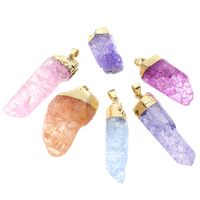 Ice Quartz Agate Pendants, with brass bail, gold color plated, natural & mixed - Approx 4mm 