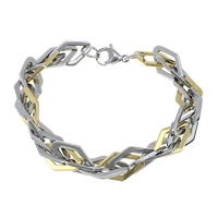 Two Tone Stainless Steel Bracelets, plated, rhombus chain Approx 8 Inch 