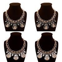 Fashion Statement Necklace, Zinc Alloy, with iron chain & Acrylic, with 7cm extender chain, gold color plated, twist oval chain & faceted & with rhinestone nickel, lead & cadmium free Approx 17.5 Inch 