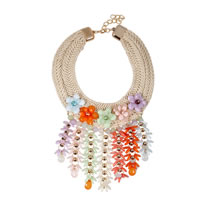 Fashion Statement Necklace, Acrylic, with Nylon Cord, zinc alloy lobster clasp, with 10.5cm extender chain, gold color plated, faceted, 170mm Approx 16.5 Inch 
