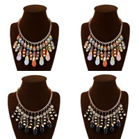 Fashion Statement Necklace, Acrylic, with iron rhinestone spacer & iron chain & Zinc Alloy, with 10.5cm extender chain, gold color plated, box chain & faceted & with rhinestone 95mm Approx 17 Inch 
