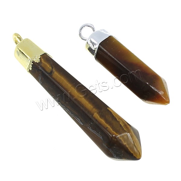 Tiger Eye Pendants, with Brass, pendulum, plated, natural & different size for choice, more colors for choice, Hole:Approx 3mm, Sold By PC