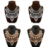 Fashion Statement Necklace, Zinc Alloy, with iron chain & Acrylic, with 6cm extender chain, plated, twist oval chain & faceted & with rhinestone nickel, lead & cadmium free, 220mm Approx 15.5 Inch 